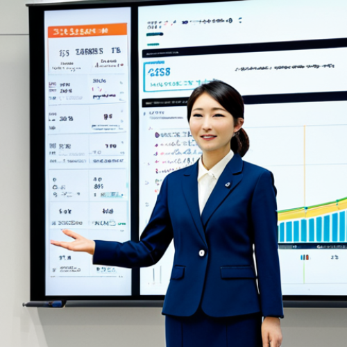 **

"A Japanese woman, fully clothed in professional attire, presenting at a modern marketing seminar in Tokyo. The background features a bright, clean presentation screen showcasing data charts. She is confidently gesturing towards the screen. Safe for work, appropriate content, perfect anatomy, natural proportions, well-formed hands, proper finger count, professional photography, high quality, modest dress, family-friendly."

**