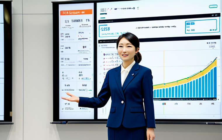 **

"A Japanese woman, fully clothed in professional attire, presenting at a modern marketing seminar in Tokyo. The background features a bright, clean presentation screen showcasing data charts. She is confidently gesturing towards the screen. Safe for work, appropriate content, perfect anatomy, natural proportions, well-formed hands, proper finger count, professional photography, high quality, modest dress, family-friendly."

**