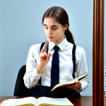 Storyteller Preparation**

"A young woman, fully clothed in professional attire, practicing storytelling with passion in front of a mirror, books and notes scattered on a desk, safe for work, appropriate content, modest clothing, perfect anatomy, correct proportions, natural pose, well-formed hands, proper finger count, natural body proportions, professional photography, high quality, bright and encouraging atmosphere."

**