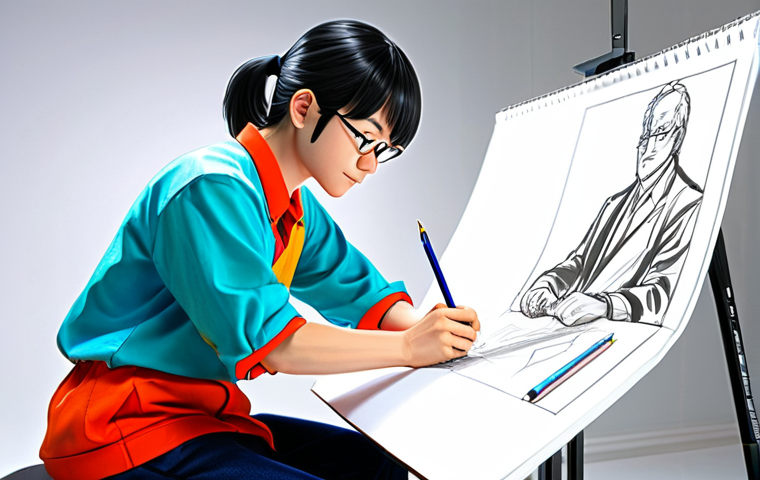 스토리텔러가 작성한 이야기의 주요 요소 분석 - Appealing Character Design**

"A friendly manga artist sketching a character with vibrant colors and...