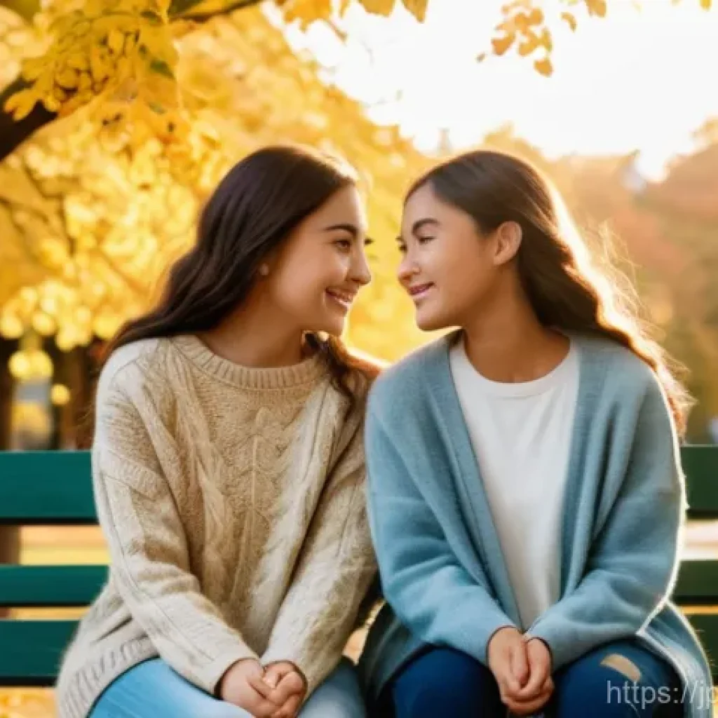 스토리텔러가 알아야 할 심리학 기초 - **Prompt:** A heartwarming scene depicting two young women, aged early 20s, sharing a moment of deep...