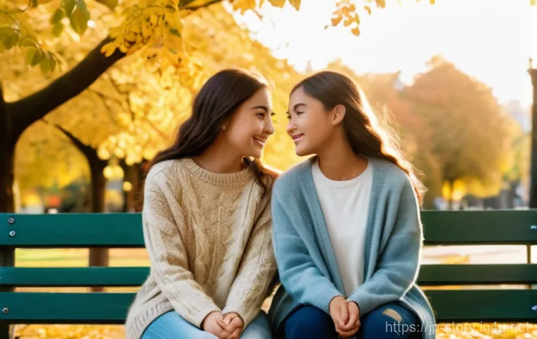 스토리텔러가 알아야 할 심리학 기초 - **Prompt:** A heartwarming scene depicting two young women, aged early 20s, sharing a moment of deep...