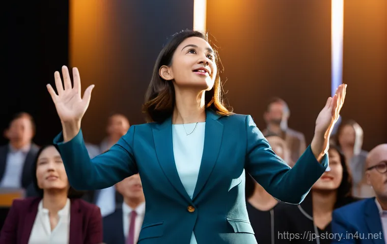 스토리텔러 자격증과 관련된 준비 과정과 전략 - **"The Catalyst of Connection"**: A dynamic business presentation scene where a diverse audience, dr...