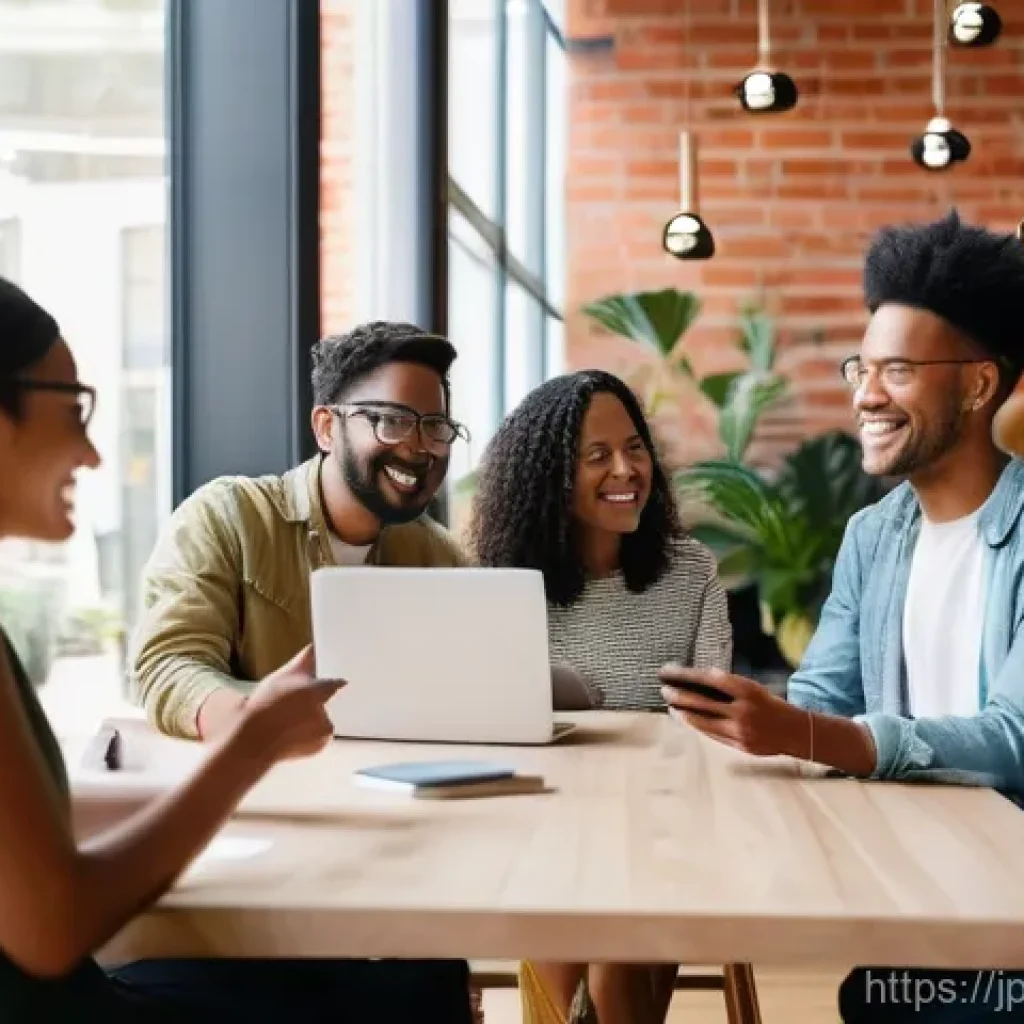 스토리텔러 직업의 사회적 영향과 역할 분석 - **Prompt:** A diverse group of people, casually dressed in modern attire, gather in a vibrant, sunli...