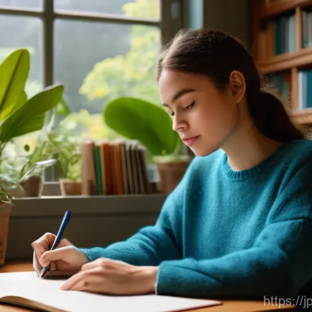 스토리텔러를 위한 멘탈 관리 - **"From Creative Block to Burst of Inspiration"**
    A young female storyteller, early 20s, with a ...