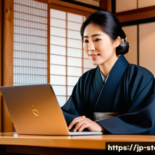 스토리텔러로서 성공하는 데 필요한 역량 - A modern Japanese storyteller sitting at a traditional wooden desk, passionately narrating a story w...