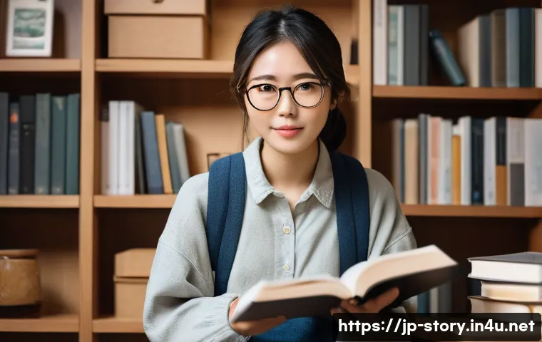 스토리텔러 직무의 성공적인 진입 사례 - A confident young Japanese female storyteller sitting in a cozy modern room with soft natural lighti...