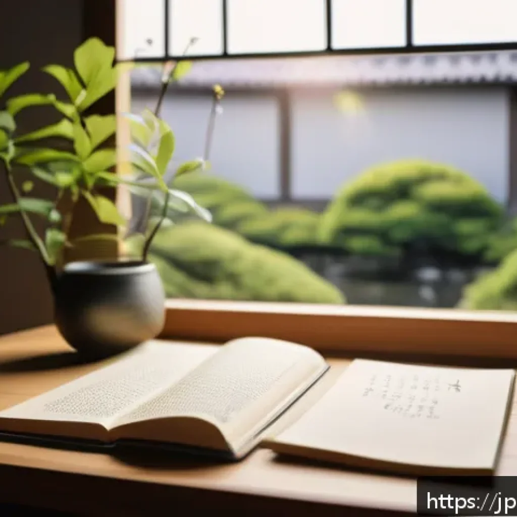 스토리텔러가 주목해야 할 콘텐츠 창작 툴 - A cozy Japanese writing nook with a minimalist desk near a window showing a calm urban morning scene...