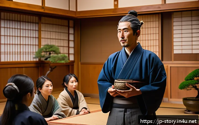 스토리텔러 자격증 시험 꿀팁 - A confident Japanese storyteller in a modern setting, wearing casual but neat clothing, standing in ...