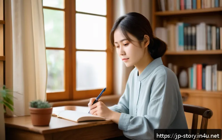 스토리텔러 직업의 장단점과 도전 과제 분석과 사례 연구와 전략 - A young Japanese woman in casual modern clothing, sitting in a cozy, softly lit room decorated with ...