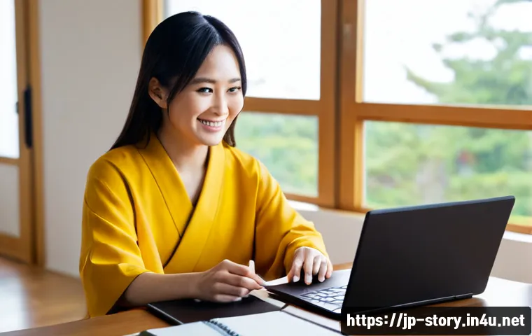 스토리텔러로서의 성공적인 첫 프로젝트 사례 - Photorealistic Japanese storyteller in a bright modern home studio, smiling with quiet confidence wh...